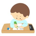 テスト・試験を受けている男の子の無料イラスト