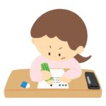 テスト・試験を受けている女の子の無料イラスト