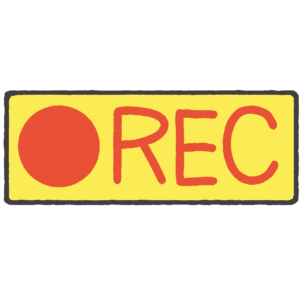 録画中（REC）の文字のステッカーの無料イラスト