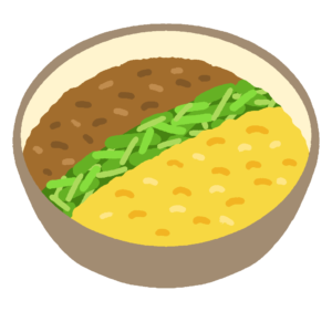 三食丼ぶりの無料イラスト