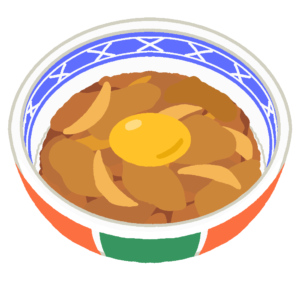 牛丼（生卵）の無料イラスト