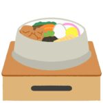 台にのった釜飯の無料イラスト