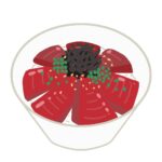 free illustration of bowl of rice topped with vinegared tuna