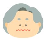 口をモゴモゴとさせている表情の無料イラスト（おばあさん）