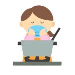 味見をしている女性の無料イラスト