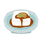 醤油をかけた冷ややっこの無料イラスト