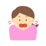 しゃっくりをする女性の無料イラスト