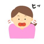 しゃっくりをする女性（効果音入り）の無料イラスト