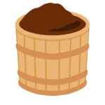 味噌樽に入っている赤味噌の無料イラスト