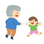 実家（おじいちゃんの家）に帰省の無料イラスト