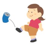 缶蹴りをしている女の子の無料イラスト