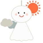 てるてる坊主と晴れた天気の無料イラスト