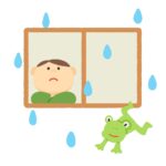 梅雨に窓の外を眺める人の無料イラスト素材