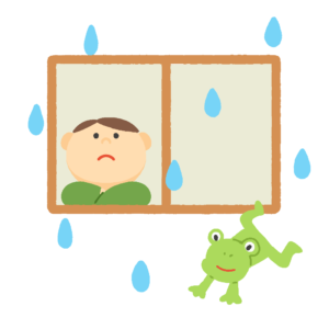 梅雨に窓の外を眺める人の無料イラスト素材