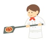 ピザを焼いている人の無料イラスト素材