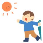 晴れて喜んでいる男性の無料イラスト素材