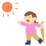 晴れて喜んでいる女性の無料イラスト素材