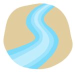 カーブしている河川の無料イラスト素材