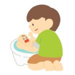 沐浴をする男性の無料イラスト素材