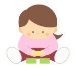 積み木で遊ぶ女の子の無料イラスト素材