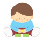 積み木で遊ぶ男の子の無料イラスト素材