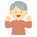 両手でガッツポーツするおじいさんの無料イラスト素材