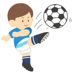 サッカーボールを蹴るサッカー選手の無料イラスト素材