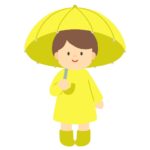 傘をさす子どもの無料イラスト素材