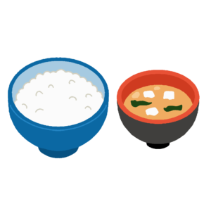 お味噌汁とご飯の無料イラスト素材