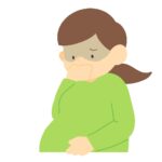 つわりで吐き気をもよおす妊婦さんの無料イラスト素材