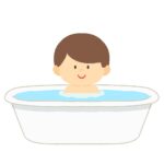 お風呂に浸かる男の子の無料イラスト素材