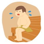 サウナで汗をかいている男性の無料イラスト素材