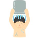 頭から水をかぶる男性の無料イラスト素材