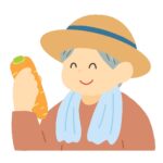 野菜を持つ農家のおじいさんの無料イラスト素材