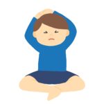 ストレッチして伸びをする男性の無料イラスト素材