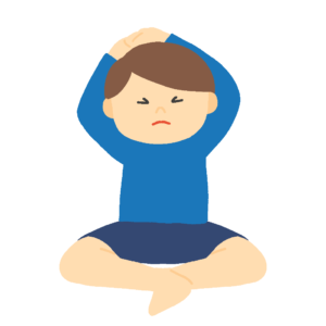 ストレッチして伸びをする男性の無料イラスト素材