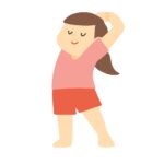 背伸びをする女性の無料イラスト素材