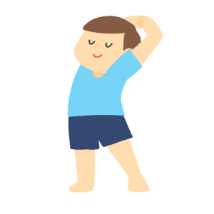 背伸びをする男性の無料イラスト素材