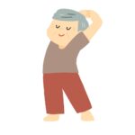 背伸びをするおじいさんの無料イラスト素材