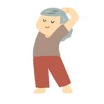 背伸び・ストレッチをするおばあさんの無料イラスト素材