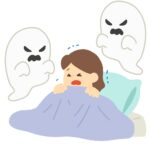 夜お化けが怖い女の子の無料イラスト素材
