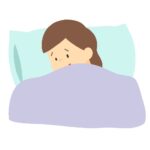 布団から起きれない女性の無料イラスト素材