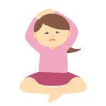 座ってストレッチをする女性の無料イラスト素材