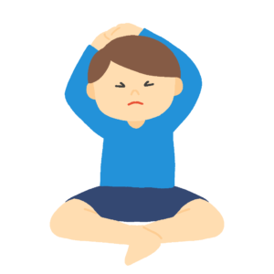 座ってストレッチをする男性の無料イラスト素材
