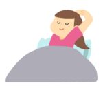 寝起きに伸びをしている女性の無料イラスト素材