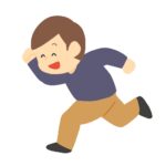 笑顔で走る男性の無料イラスト素材