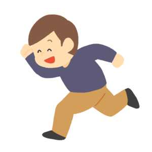笑顔で走る男性の無料イラスト素材