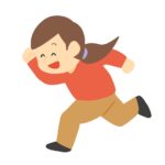 笑顔で走る女性の無料イラスト素材