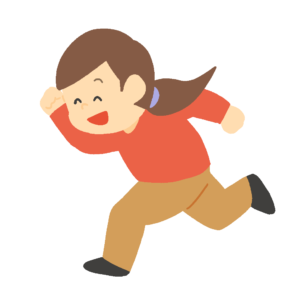 笑顔で走る女性の無料イラスト素材