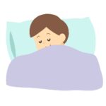 布団で寝る男性の無料イラスト素材